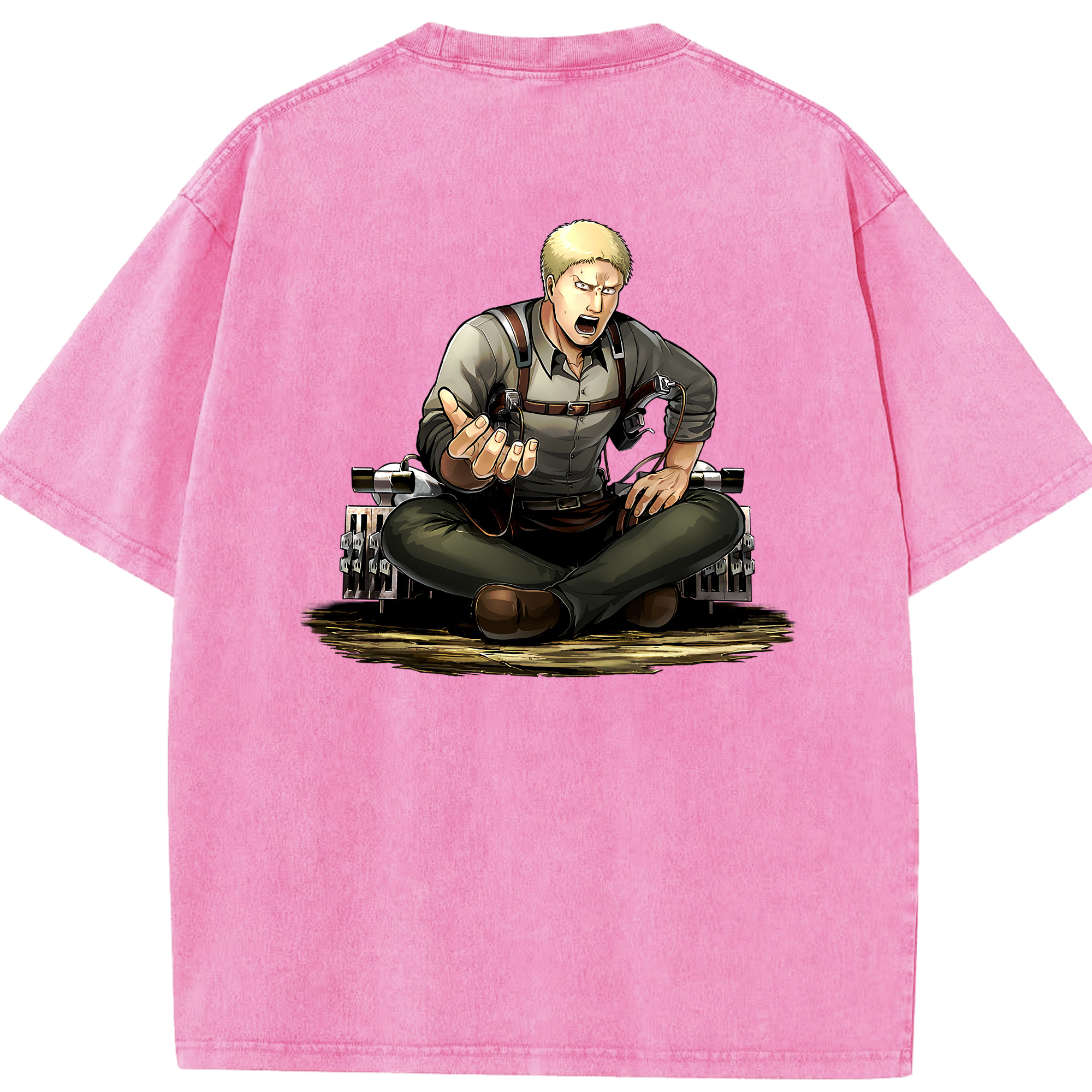 （画像用） 進撃の巨人 ライナー・ブラウン Attack on Titan Reiner Braun 綿100% ヴィンテージ風 半袖Tシャツ（背面プリント）